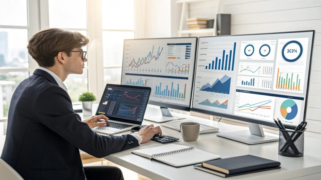 Professionell marketing- och SEO-specialist som arbetar med analytiska dashboards och digitala marknadsföringsmetrik - Marketing och SEO från BizCoach