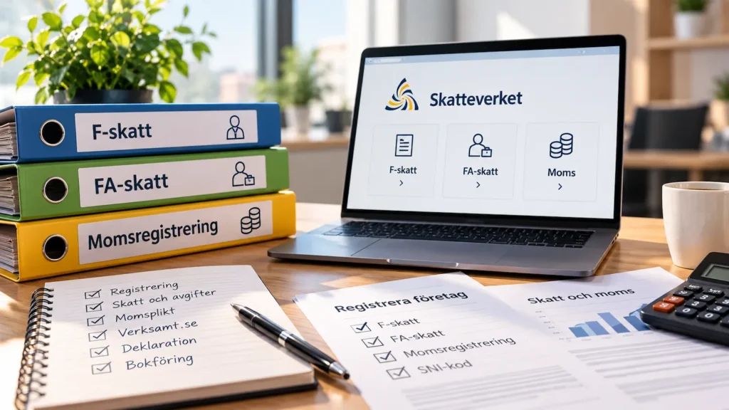F-skatt, FA-skatt och momsregistrering för företag i Sverige